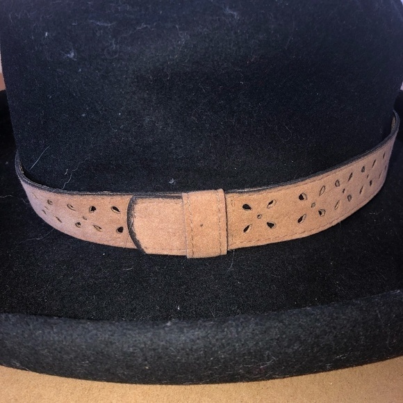 THE SCALA COLLECTION Hat Women's Size O/S Black/Brown Cowboy Wool Made In USA - Picture 7 of 9